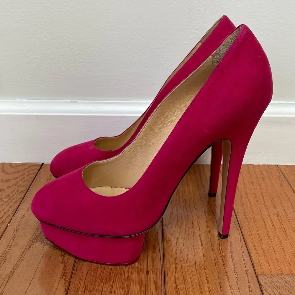 Charlotte Olympia Dolly platform heels pink‎ suede size 40